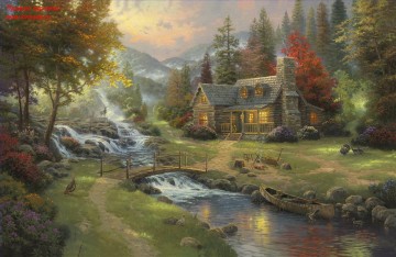  paradise oil painting - Mountain Paradise Thomas Kinkade